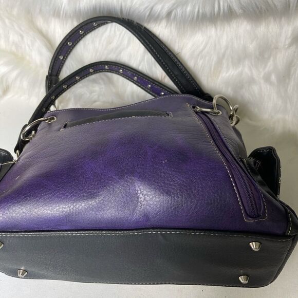 Purple and multi color Owl art and embroidery work  shoulder bag. - Picture 5 of 14